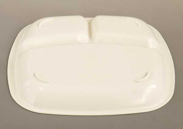角皿 仕切り付 レンジ食器 ポリプロピレン製 白 24.7×21.8×高さ2.9cm 