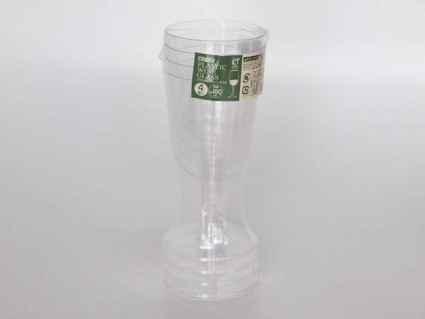 超特価激安 ワイングラス プラスチック製 容量１８０ｍｌ ４個入 (100円ショップ 100円均一 100均一 100均) 