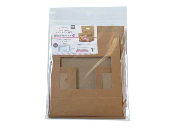 窓付きギフトボックス 袋付 Mサイズ(10.5×15×高さ4cm) (100円