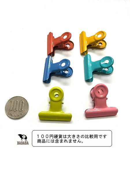 カラー目玉クリップ Mサイズ(口幅2.9cm) 6個入 (100円ショップ 100円