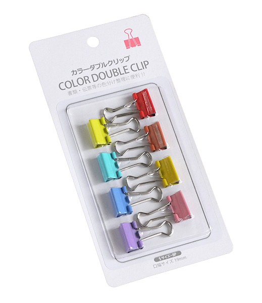 カラーダブルクリップ Sサイズ(口幅1.9cm) 8個入 (100円ショップ 100