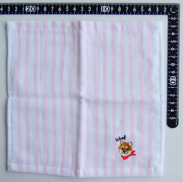 タオルハンカチ 表ガーゼ裏パイル犬 刺繍 犬 20×20cm ［色柄指定不可