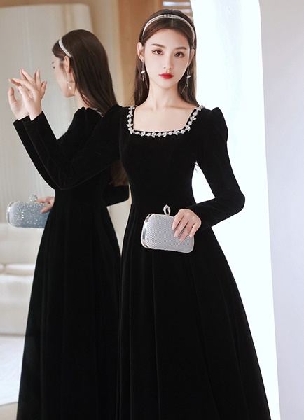 ブラックドレス ワンピース 黒 ロング マキシ 結婚式 フォーマル