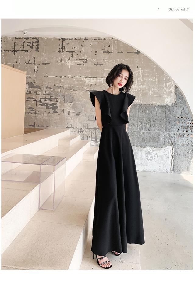 お呼ばれドレス 結婚式 ドレス ノースリーブドレス パーティードレス 韓国 フリルドレス 黒 赤 結婚式服装 ロングドレス ブラックドレス イブニングドレス 結婚式お呼ばれドレス 服 成人式ドレス 20代 30代 40代 50代 結婚式参列ドレス レディース 春 秋 お呼ばれドレス 結婚式 ドレス ノースリーブドレス パーティードレス