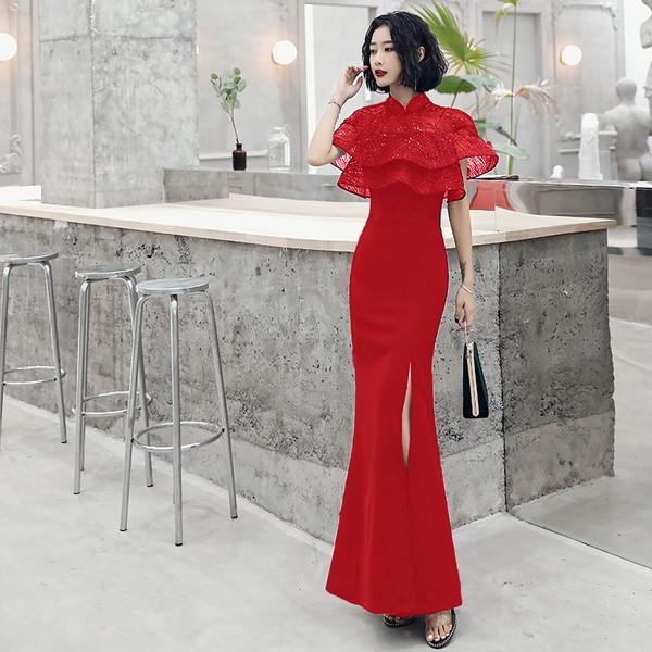 イブニングドレス 黒 結婚式お呼ばれドレス 結婚式服装 お呼ばれ服