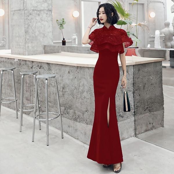 イブニングドレス 黒 結婚式お呼ばれドレス 結婚式服装 お呼ばれ服