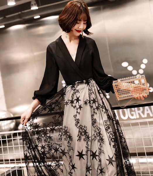 イブニングドレス 黒 パーティードレス 結婚式お呼ばれドレス 結婚式