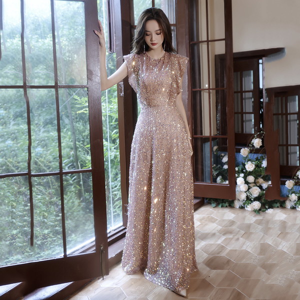 イブニングドレス スパンコール パーティードレス 結婚式お呼ばれ