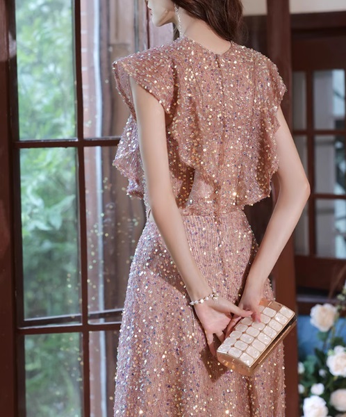 イブニングドレス スパンコール パーティードレス 結婚式お呼ばれ