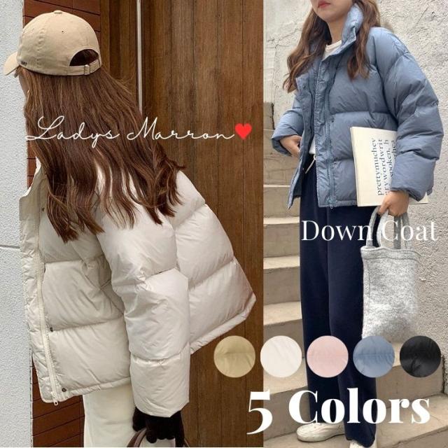 ダウンコート 白 黒 ピンク ショートダウン きれいめ レディースダウンコート レディースダウンジャケット ショート丈 とにかく 暖かい 服 アウター ダウンジャケット ショート 韓国 スタンドカラー 冬 長袖  可愛い フード付き フェイクファー 中綿 フェミニン 防寒