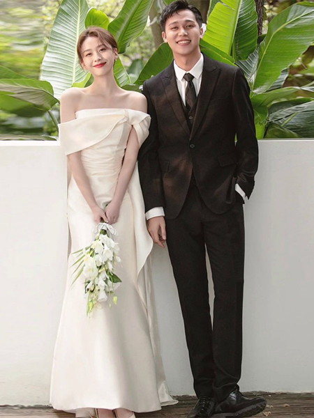 ウェディングドレス マーメイド 白 花嫁 前撮りドレス かわいい 花嫁