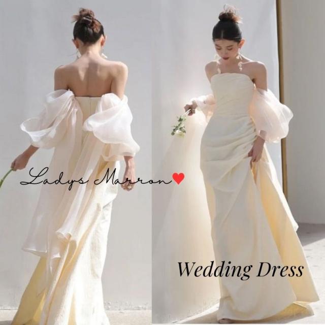 即納★サイズ交換可 ウェディングドレス マーメイド 白 ウエディングドレス 前撮り ドレス 結婚式 二次会 ドレス 花嫁 オフショルダー オフショル 袖あり 白 ドレス ロング 白いドレス 花嫁かわいい 花嫁二次会ドレス フォトウェディング ベアトップ 春 夏 秋 冬 可愛い