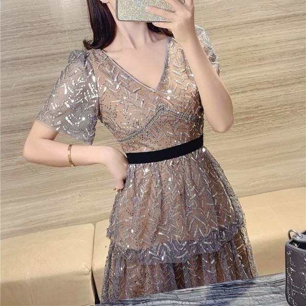 スパンコールドレス お呼ばれドレス 結婚式 結婚式お呼ばれドレス