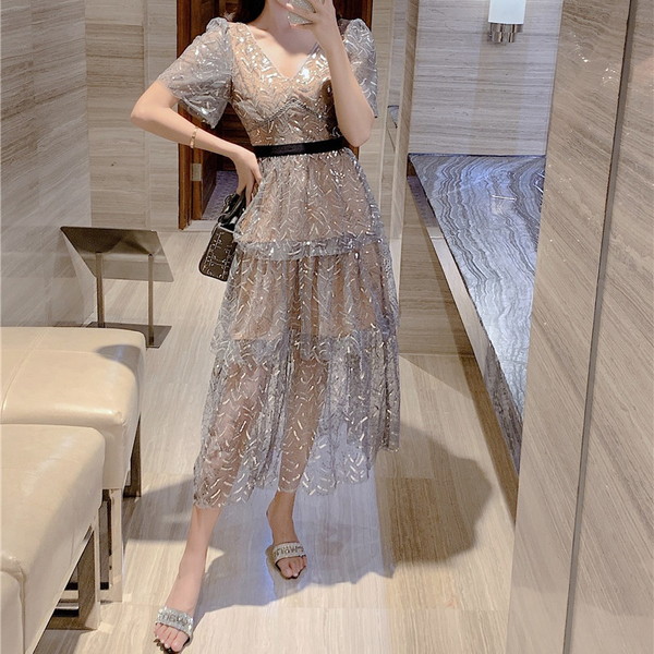 スパンコールドレス お呼ばれドレス 結婚式 結婚式お呼ばれドレス