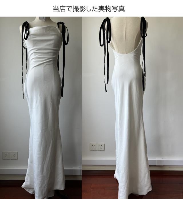 ウェディングドレス 肩リボン 前撮り ドレス キャミソール 前撮り用 前