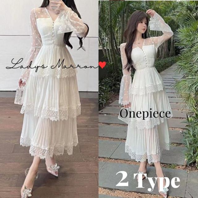 お呼ばれドレス お呼ばれワンピース パーティードレス 韓国 ドレス 白ドレス ティアードドレス ガーリードレス ホワイトドレス ロング ミニ 無地 花柄 春 秋 長袖 ロング丈 ショート丈 可愛い レース ティアードワンピース ケーキスカート フレア袖