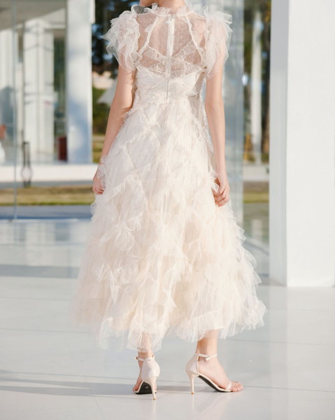 オケージョン　ドレス　お呼ばれ　結婚式 PourVous ドレス 結婚式ワンピースドレスラップスカートミモレ丈