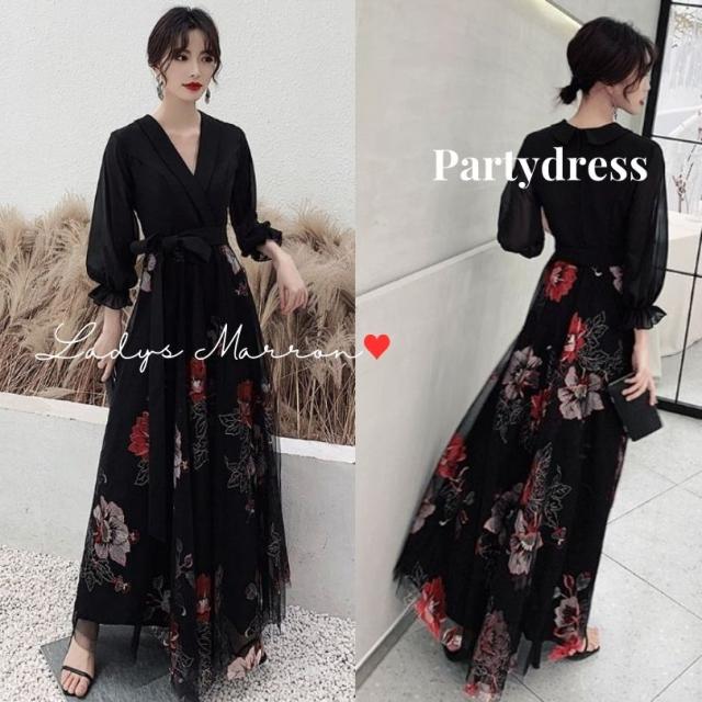 パーティードレス かっこいい 個性的 おしゃれ イブニングドレス ロングドレス 韓国 お呼ばれドレス 結婚式 マザーズドレス 結婚式ドレス 結婚式お呼ばれドレス 二次会ドレス 成人式ドレス 同窓会ドレス 春 夏 秋 冬  花柄 レトロ