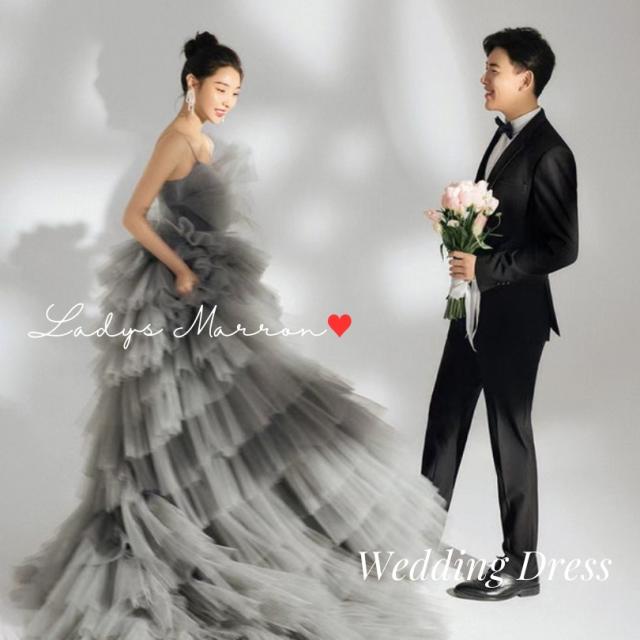 ウェディングドレス ウエディングドレス グレー 灰色 前撮り ドレス カラードレス 演奏会 二次会 花嫁 ロング 前撮りドレス オフショル 花嫁 かわいい 二次会 オフショルダー 結婚式 ドレス 花嫁 ティアード キャミソール 春 夏 秋 冬