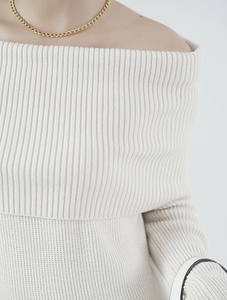 ニットワンピース オフショル 秋冬 白 タイト ニットワンピースロング