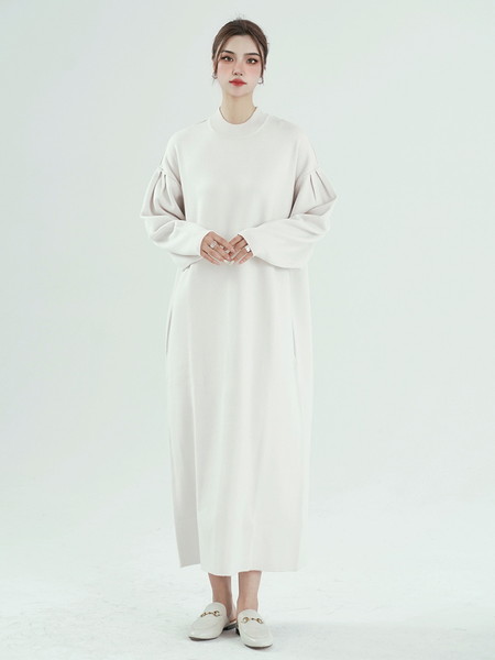 スウェットワンピース ロング レディース 冬 秋 春 白 ホワイト