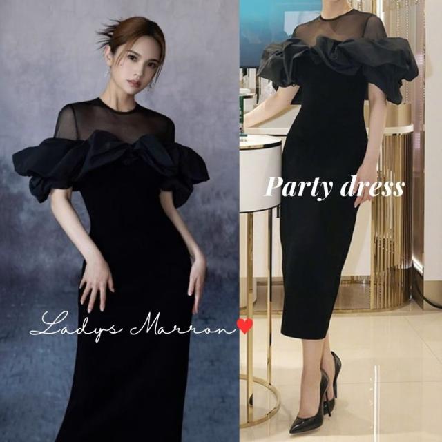 結婚式タイトドレス フリルドレス オフショルドレス 黒ドレス 同窓会ドレス 成人式ドレス お呼ばれドレス 結婚式 黒ワンピース パーティードレス 韓国 黒タイトロングドレス ロングドレス イブニングドレス  春 秋 冬 半袖 ロング丈