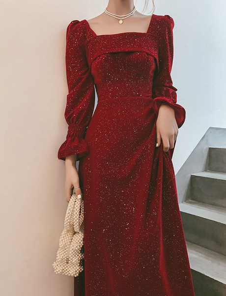 ベリーダンス用衣装】レッド ワンピース ドレス スパンコールラメ