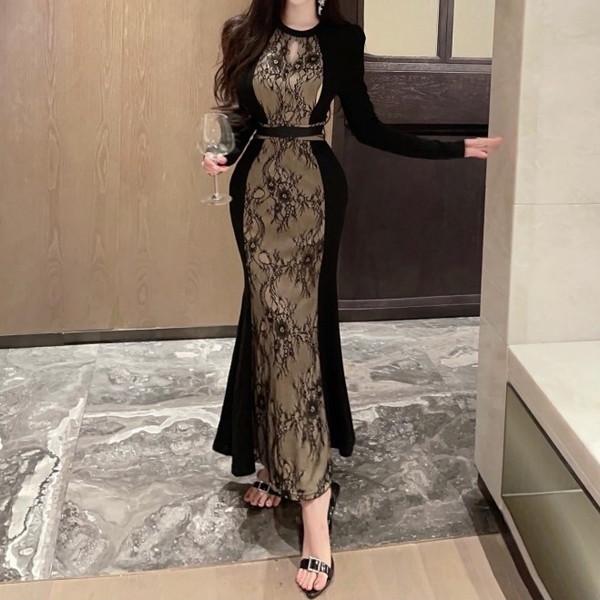 結婚式タイトドレス マーメイドドレス チャイナドレス チャイナ服 黒