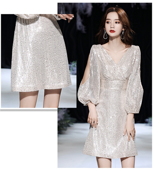 スパンコールドレス キラキラドレス ミニドレス パーティドレス ミニ ラメドレス キャバ嬢ドレス 肩見せドレス 成人式 同窓会 二次会 ドレス 結婚式お呼ばれドレス ミディアム カクテルドレス 韓国 春 秋 冬 長袖 ビジュー キラキラ スパンコールドレス キラキラドレス ミニドレス パーティドレス ミニ