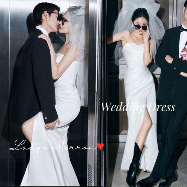 ウェディングドレス ウエディングドレス 白 前撮りドレス マーメイド 韓国 結婚式マーメイドドレス オフショル オフショルダー 結婚式 タイトドレス ホワイトドレス 白いドレス ロングドレス お呼ばれドレス 二次会 花嫁 かわいい 二次会