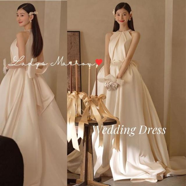 ウェディングドレス ウエディングドレス プリンセスライン ホルターネック 白 プリンセス お姫様ドレス 前撮りドレス お色直し ドレス 韓国 ホワイトドレス 白いドレス 花柄ドレス 花柄レースドレス ロングドレス 二次会 花嫁 かわいい