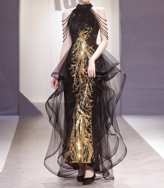 スパンコールドレス パーティードレス ショルダーネックレス