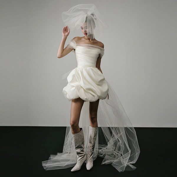 ミニウェディングドレス ウェディングドレス ミニ ミニ丈 韓国