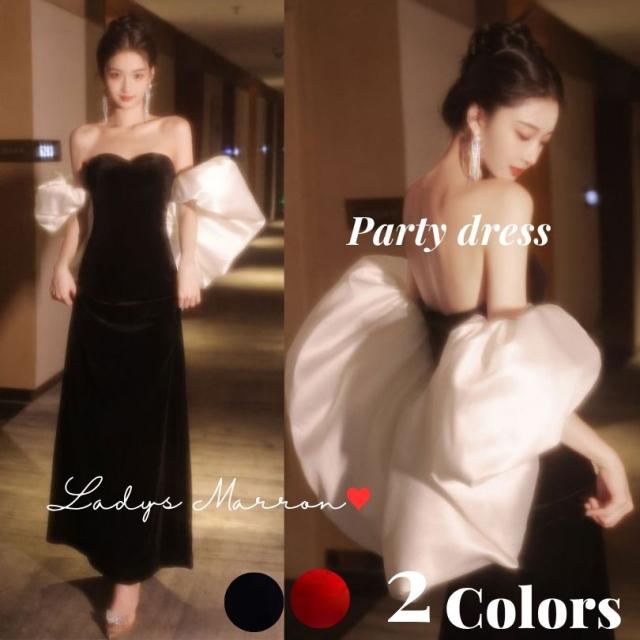 イブニングドレス パーティードレス 韓国 ナイトウェディング 服装 20代 黒 二次会ドレス オフショルダードレス オフショルドレス ベアトップドレス 夜会服 晩餐会ドレス 黒ロングドレス マキシ ドレス タイトドレス 春 夏 秋 ロング丈 結婚式お呼ばれドレス