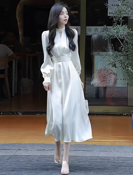 白 ワンピース フォーマル 長袖 白いワンピース ホワイト 入学式