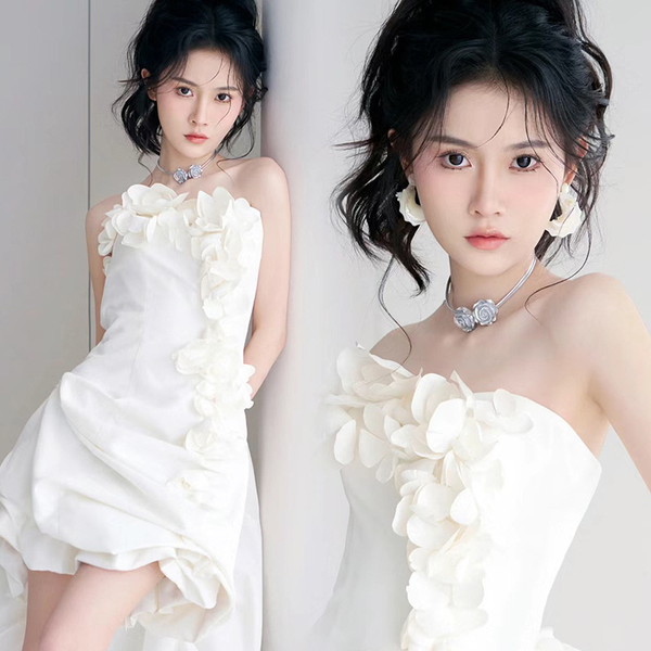ミニウェディングドレス ウェディングドレス ミニ ミニ丈 韓国