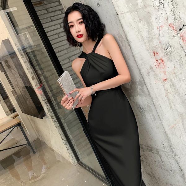 結婚式 タイトドレス ノースリーブドレス ホルターネックドレス