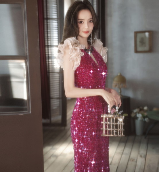 イブニングドレス マーメイド マーメード スパンコールドレス ロング