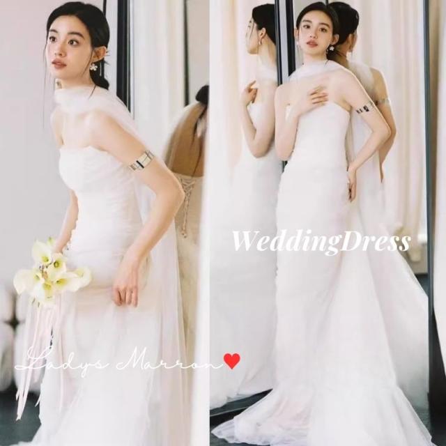 ウェディングドレス ウエディングドレス オフショルダー オフショル 白 前撮りドレス アシンメトリードレス 白ワンピ 白ワンピース 白ドレス 白いドレス 二次会 花嫁 2次会 花嫁ドレス 結婚式 韓国 春 夏 秋 冬 可愛い フォトウェディング 二次会ドレス