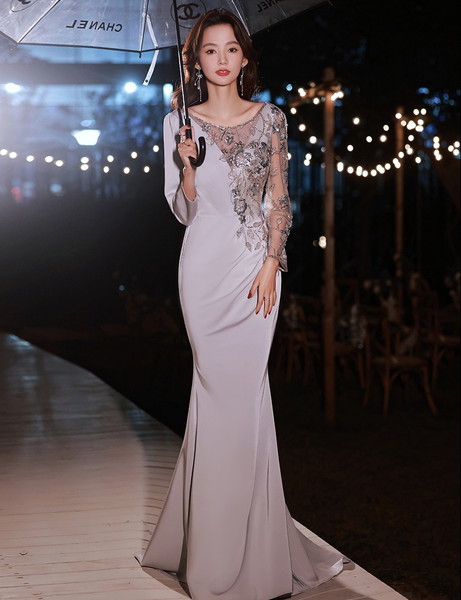 イブニングドレス マーメイドドレス ロングドレス アシンメトリー