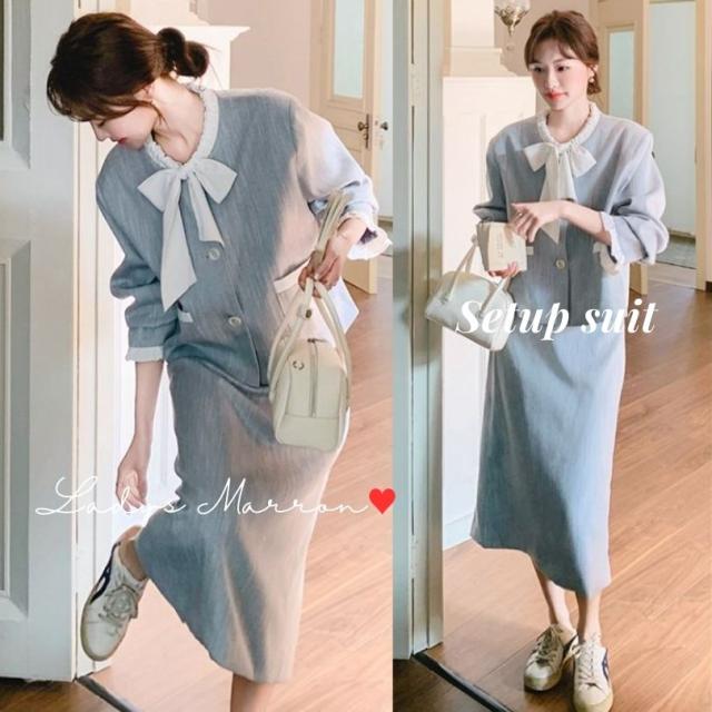 セットアップ 成人式 同窓会 服装 卒業式 卒園式 入学式 入園式 服 七五三 母親 ママ ママスーツ スカート ジャケット ボウタイリボン カジュアルスーツ レディース スカートスーツ 20代 30代 40代 50代 高校 大学 ツーピース 2点セット 上下セット 韓国