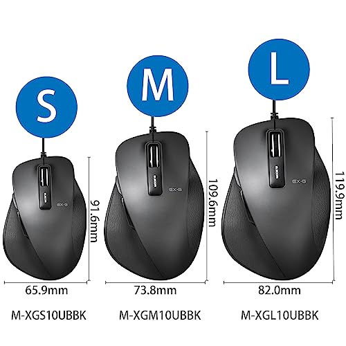 エレコム マウス 有線 Sサイズ 小型 5ボタン (戻る・進むボタン搭載) BlueLED 握りの極み