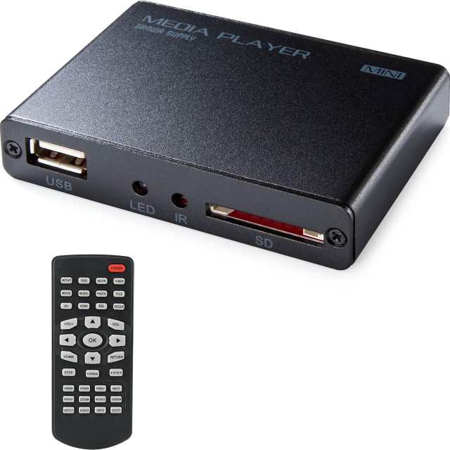 サンワダイレクト メディアプレーヤー HDMI/RCA出力 USBメモリ/SDカード対応 MP4再生 オートプレイ機能 HDMIケーブル付属 400-MEDI020Hの通販は