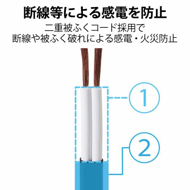 5個セットエレコム 電源タップ(雷ガード付き) T-KS02-2430WH T-KS02