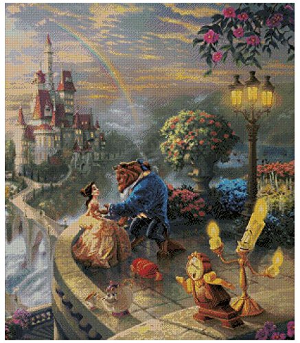 Beauty and Beast counted cross stitch kits 14 ct,300x348 stitch 54x54cm 美女と野獣 、クロスステッチキット300x300 ポイント、74x74cm クロスステッチ