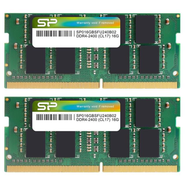 シリコンパワー ノートPC用メモリDDR4-2400(PC4-19200) 16GB×2枚 260Pin 1.2V CL17 SP032GBSFU240B22の通販は 9,122円