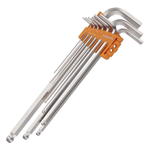ベッセル(VESSEL) 六角棒 ボールポイントL型レンチ 9本組 ロングタイプ 8309BP-Lの通販は 5,536円