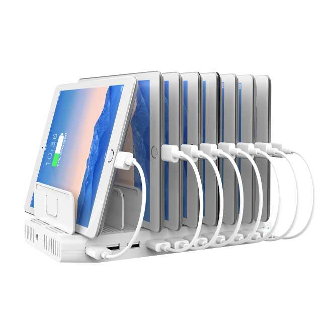 Unitek 2022 USB充電ステーション 10ポート 卓上充電スタンド 96W PSE認証済 10台同時充電 1.5A/2.4A スマートIC搭載 複数台対応 Android/iPhone/iPad/kindle/タブレット/PSP 仕切り板 間隔調整可能 収納便利 卓上 ホワイトの通販は