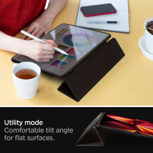 Spigen iPad Pro 11インチ ケース (2022 2021 2020 2018)用 第4/3/2/1/世代対応 カバー 三つ折り スタンド Apple Pencil対応 耐衝撃 米軍MIL規格 落下 衝撃 吸収 ラギッド・アーマープロ ACS01025 (ガンメタル)