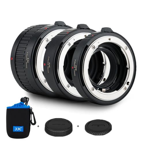 JJC 接写リング デジタル接写リングセット エクステンションチューブ Nikon F マウント用 D850 D750 D780 D3500 D3400 D7500 D7200 D7100 D7000 D5600 D5500 D5300 D5200 D5100 D5000 D3300 対応 12mm+30mm+36mmセット マクロ撮影用 ボディキャップとリアレンズキャップ 付属の通販は